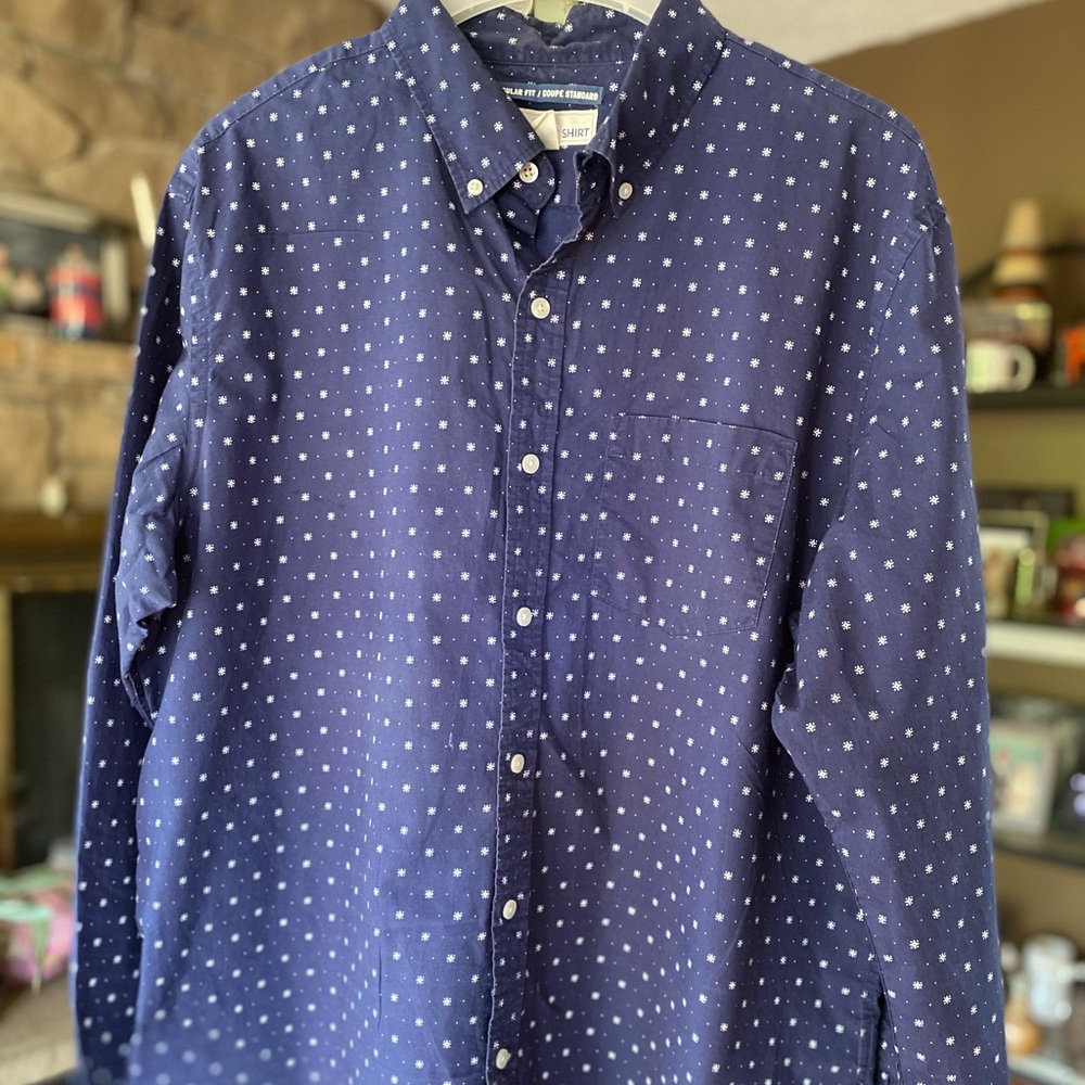 Old Navy Blue Print Button-Up XL